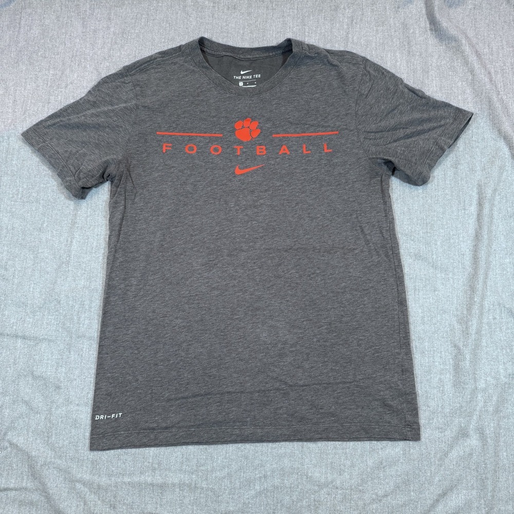 Clemson Tigers Shirt Mens Medium Gray NCAA Football Dri Fit Nike Performance Tee